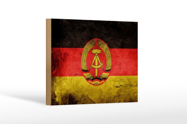 Holzschild Flagge 18x12cm DDR Fahne Wanddeko