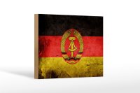 Holzschild Flagge 18x12cm DDR Fahne Wanddeko
