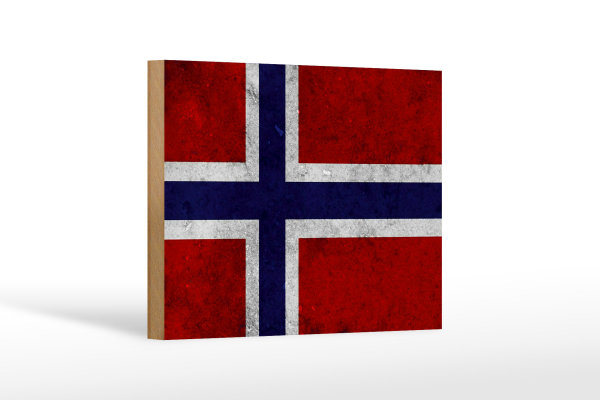 Holzschild Flagge 18x12cm Norwegen Fahne Wanddeko