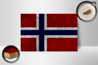 Holzschild Flagge 18x12cm Norwegen Fahne Wanddeko