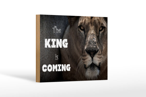 Holzschild Löwe 18x12cm The King is coming