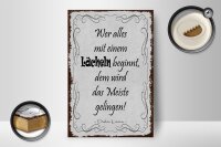 Holzschild Spruch 18x12cm wer alles mit Lächeln beginnt