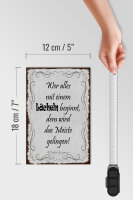 Holzschild Spruch 18x12cm wer alles mit Lächeln beginnt