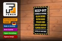 Holzschild Spruch 12x18cm Keep Out gamer at work killing