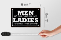 Holzschild Spruch 18x12cm Men Ladies No Shirt No Service
