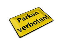 Blechpostkarte Warnschild 14x10 cm Parken Verboten gelb...