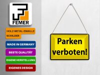 Blechpostkarte Warnschild 14x10 cm Parken Verboten gelb Metall Deko Schild