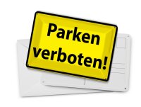 Blechpostkarte Warnschild 14x10 cm Parken Verboten gelb Metall Deko Schild