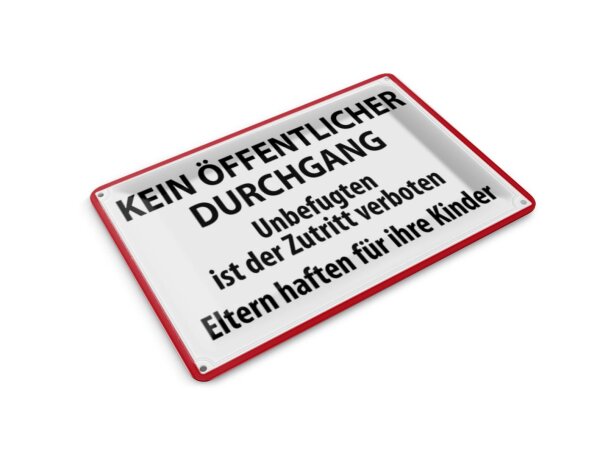 Blechpostkarte Warnschild 14x10cm Kein Öffentlicher Durchgang Deko Schild