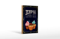 Holzschild Spruch 12x18cm Cupcake Keep Calm and live on