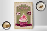 Holzschild Essen 12x18cm Cupcake natural Delicious home