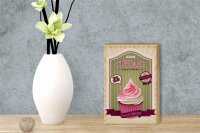 Holzschild Essen 12x18cm Cupcake natural Delicious home