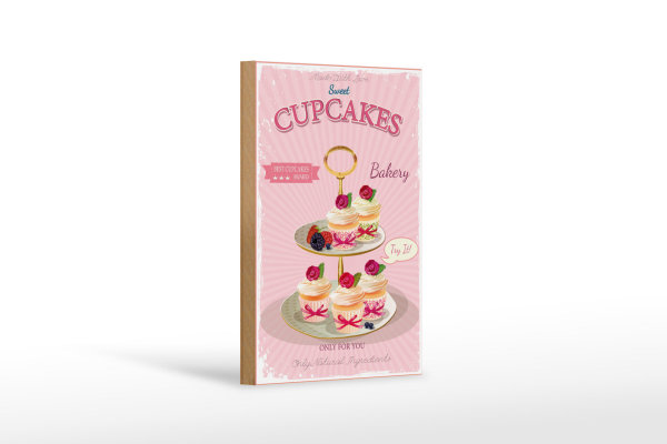 Holzschild Essen 12x18cm sweet Cupcakes best award