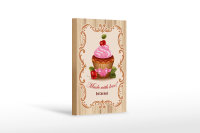 Holzschild Essen 12x18cm best Cupcake award with Love
