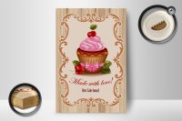 Holzschild Essen 12x18cm best Cupcake award with Love
