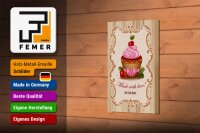 Holzschild Essen 12x18cm best Cupcake award with Love