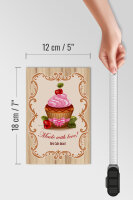 Holzschild Essen 12x18cm best Cupcake award with Love