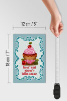Holzschild Essen 12x18cm Cupcake you can´t be sad when