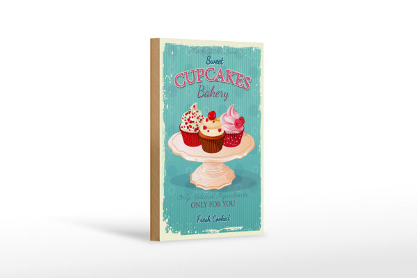 Holzschild Cupcakes 12x18cm made with love sweet bakery