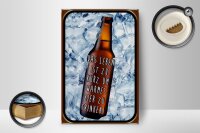 Holzschild Spruch 12x18cm Leben ist kurz um warmes Bier