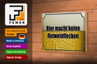 Holzschild Spruch 18x12cm Bier keine Rotweinflecken