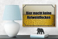 Holzschild Spruch 18x12cm Bier keine Rotweinflecken