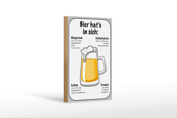 Holzschild Spruch 12x18cm Bier Magnesium Kalium Vitamine