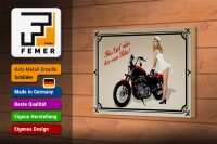 Holzschild Motorrad 18x12cm this girl rides her own Biker