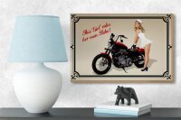 Holzschild Motorrad 18x12cm this girl rides her own Biker