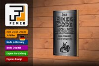 Holzschild Motorrad 12x18cm Biker Code fahren um zu vergessen