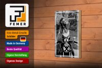 Holzschild Motorrad 12x18cm Biker Girl don´t worry happy