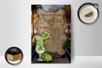 Holzschild Rezept 12x18cm Mojito Zutaten Limette Minze