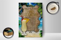 Holzschild Rezept 12x18cm Pina Colada Zutaten Rum Ananas