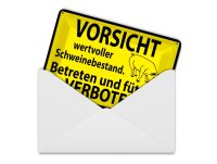 Blechpostkarte Warnschild 14x10 cm Wertvoller...