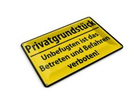 Blechpostkarte Warnschild 14x10 cm Privatgrundstück...