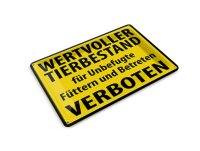 Blechpostkarte Warnschild 14x10 cm Wertvoller Tierbestand...