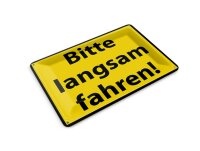 Blechpostkarte Hinweis 14x10 cm Bitte langsam fahren...