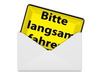 Blechpostkarte Hinweis 14x10 cm Bitte langsam fahren...