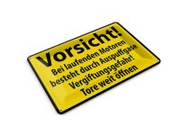Blechpostkarte Warnschild 14x10 cm Vorsicht Bei laufenden...