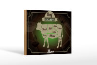 Holzschild Fleisch 18x12cm Schnitte Beef exklusive Menü