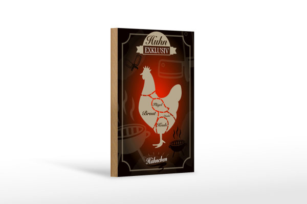 Holzschild Fleisch 12x18cm Huhn exklusive Hähnchen