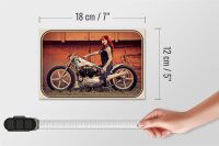 Holzschild Motorrad 18x12cm Biker Girl Frau Pin up