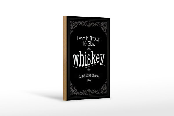Holzschild Alkohol 12x18cm Whiskey livestyle trough