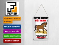 Blechpostkarte Pferd 10x14cm nicht füttern schmerzhaft Hufrehe Deko Schild