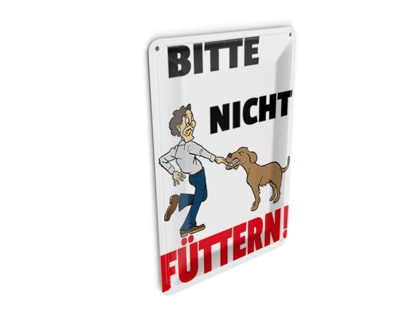 Blechpostkarte Hinweis 10x14 cm Tiere Bitte nicht füttern Hund Metall Deko
