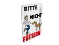 Blechpostkarte Hinweis 10x14 cm Tiere Bitte nicht füttern Hund Metall Deko