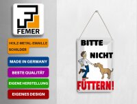 Blechpostkarte Hinweis 10x14 cm Tiere Bitte nicht füttern Hund Metall Deko