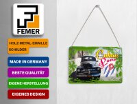 Blechpostkarte Cuba 14x10 cm Love Auto Fingerabdruck Metall Deko Schild