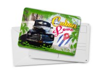 Blechpostkarte Cuba 14x10 cm Love Auto Fingerabdruck Metall Deko Schild