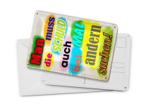 Blechpostkarte Spruch 10x14 cm Schuld auch bei anderen suchen Deko Schild